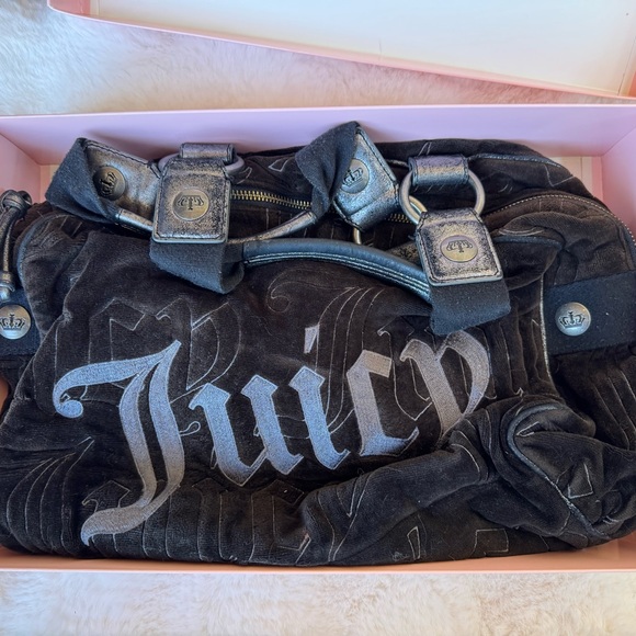 Vintage Juicy Couture Gothic Black Velvet Bag Silver Accents w/ Original Box - Picture 2 of 13